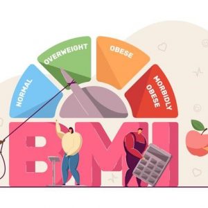 People and obese chart scales indicating Body mass index concept